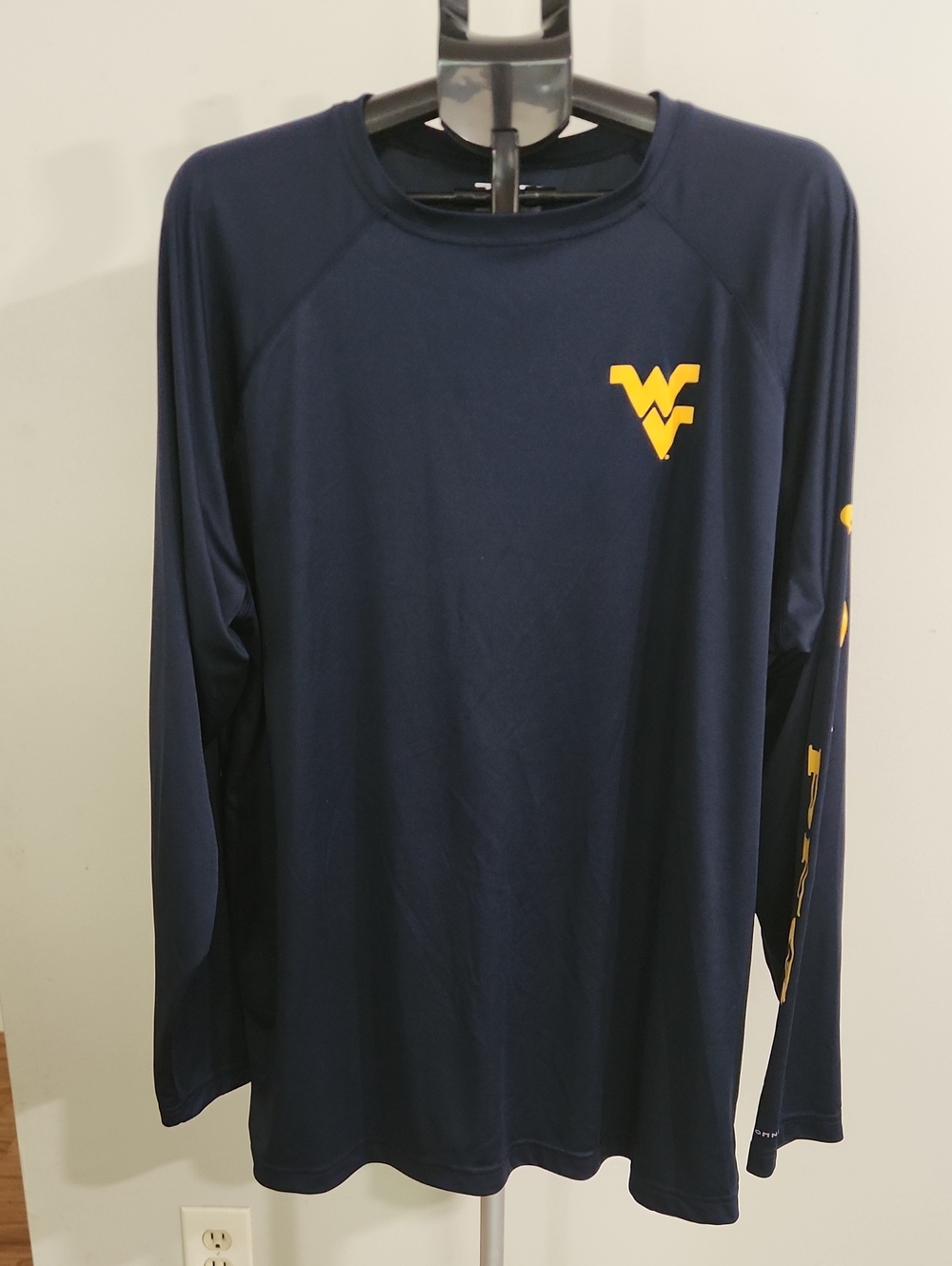 Columbia PFG Navy West Virginia Long Sleeve Tee. Size XXL.